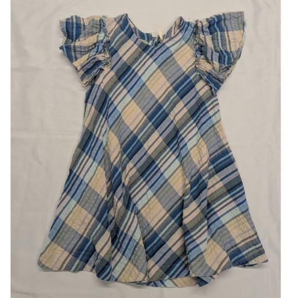 Free People Yara Mini Swing Ruffle Sleeve Dress in Blue Womens Medium - Picture 1 of 8
